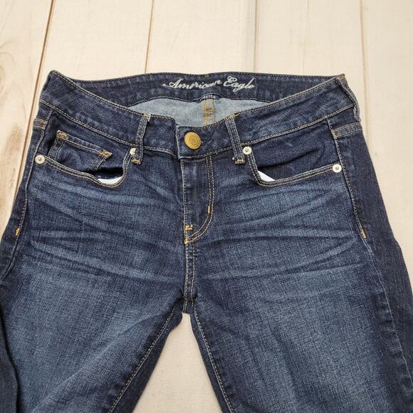 American Eagle Y2k low rise skinny jeans dark wash 8 short - Picture 4 of 10